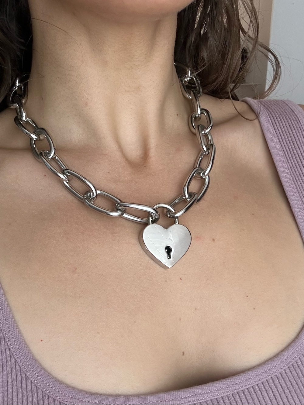 House of Wolves thick chain heart padlock necklace and bracelet set